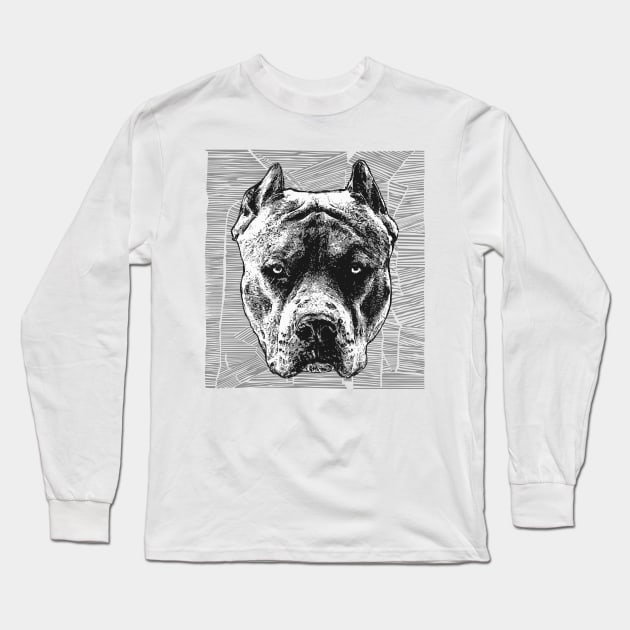 Pit bull terrier Long Sleeve T-Shirt by DmitryPayvinart